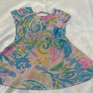 Lilly Pulitzer Girls Multicolor Swirl Print Dress - Blue, Pink, Green
